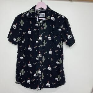 Cornerstore Bodega Shirt Short Sleeve Cactus Roses & Skull Print Button Sz XS
